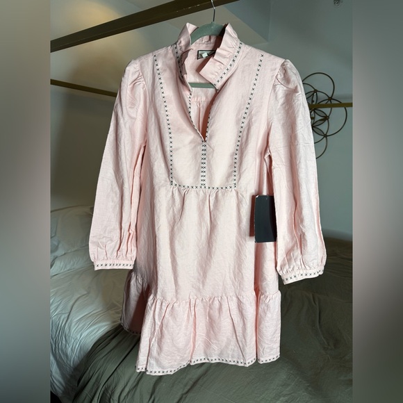 Tuckernuck Bermuda Pink Palmerston dress NWT Cotton Linen Quiet Luxury Large - Picture 6 of 9